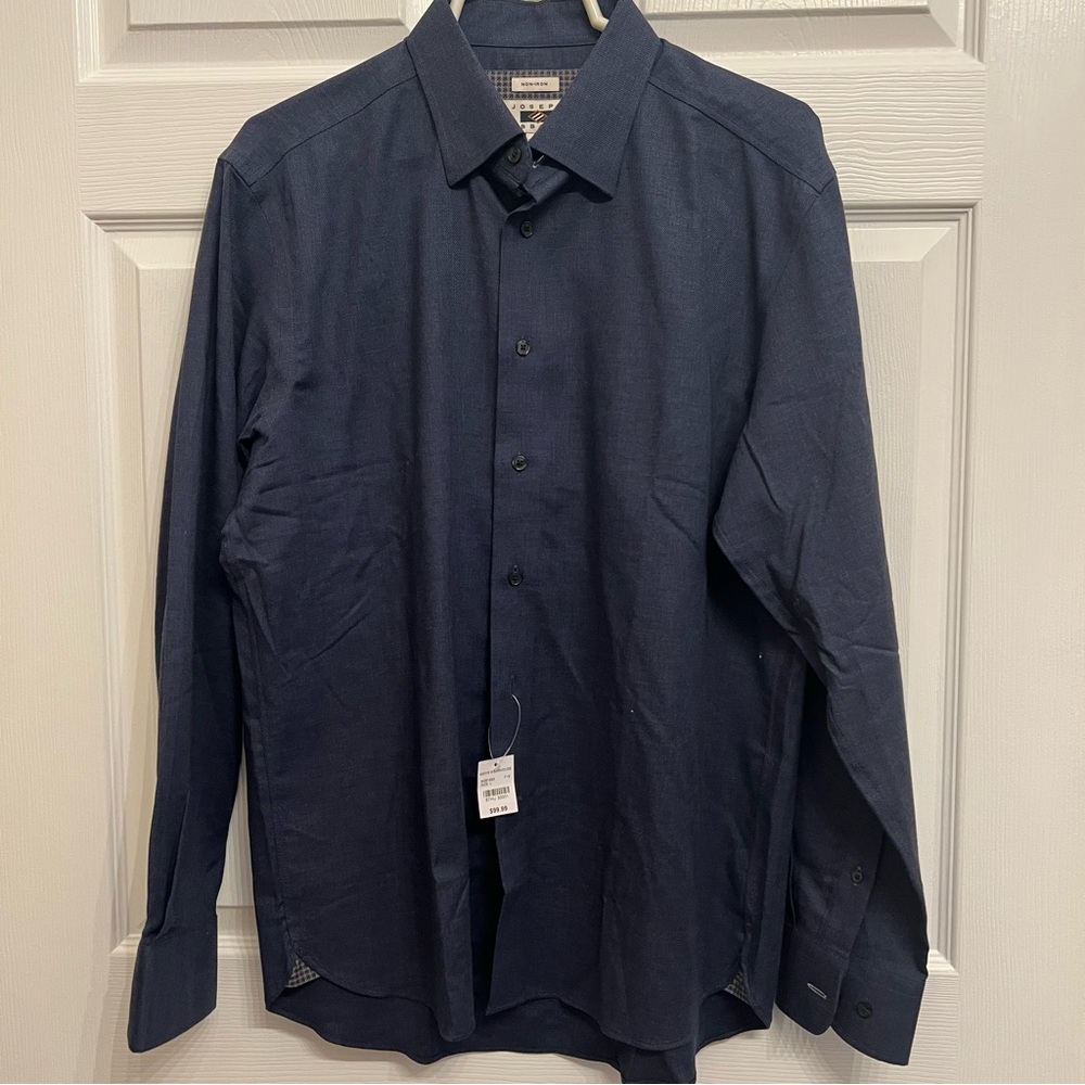 Jos.A.Banks Men's Navy Blue long sleeve Dress Shirt L no iron 
NWT